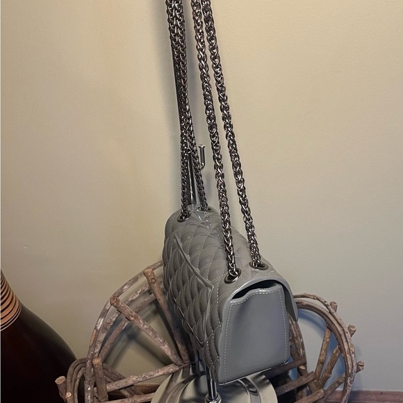 Macy's Gray Quilt Look PVC Shoulder Crossbody Bag - Picture 4 of 9